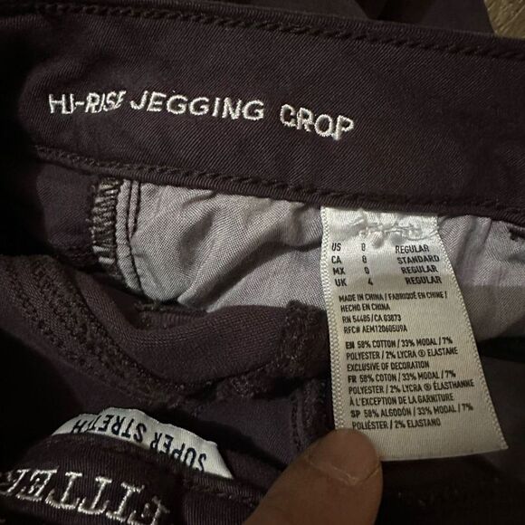 American Eagle Hi Rise Jegging Crop Jenas Womens Size 0 Purple Super Stretch - Picture 4 of 11